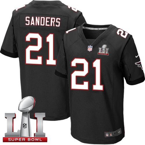 Nike Falcons #21 Deion Sanders Black Alternate Super Bowl LI 51 Men's Stitched NFL Elite Jersey